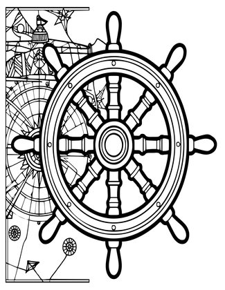 Wheel and Map - Free printable coloring page