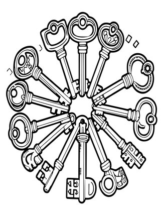 Nine Keys - Free printable coloring page