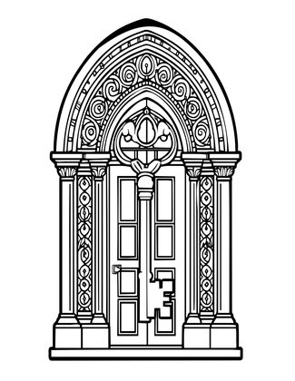 Church Door - Free printable coloring page