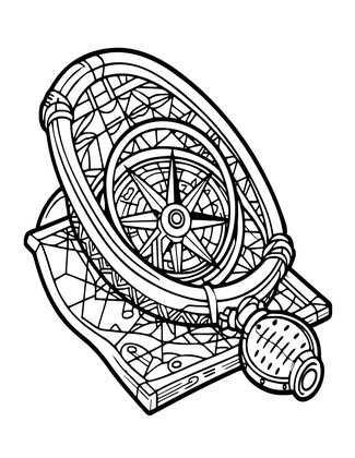 Barrel and Map - Free printable coloring page