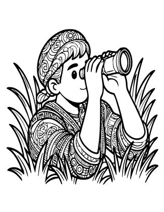 Spy in Field - Free printable coloring page