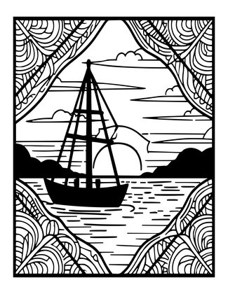 Against Sunset - Free printable coloring page