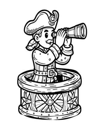 Pirate Lookout - Free printable coloring page