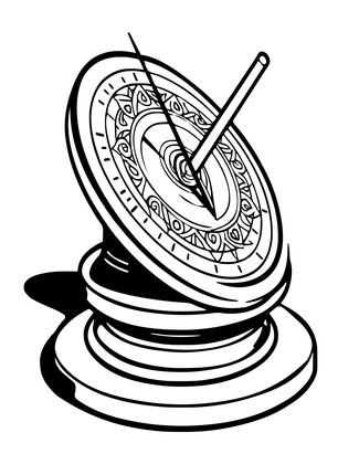 Garden Pedestal Sundial - Free printable coloring page