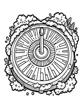 Garden Moss Sundial - Free printable coloring page