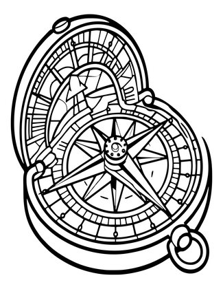 Compass Sundial - Free printable coloring page