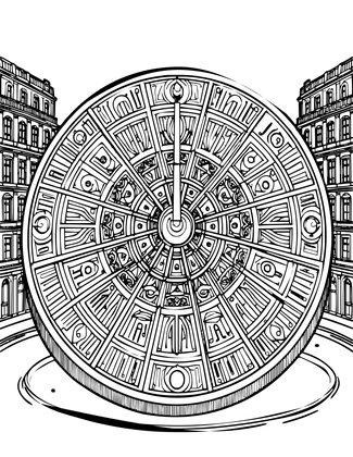 Monumental Sundial - Free printable coloring page