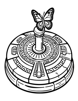 Sundial with Butterfly - Free printable coloring page