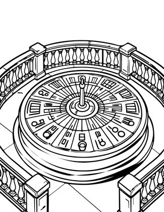 Terrace Sundial - Free printable coloring page