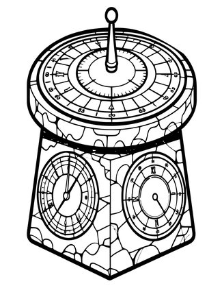 Multi-Face Sundial - Free printable coloring page