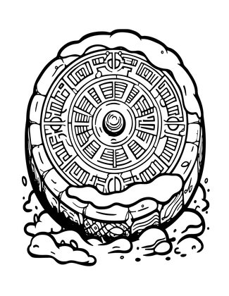 Snowy Garden Sundial - Free printable coloring page