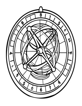 Armillary Sundial - Free printable coloring page
