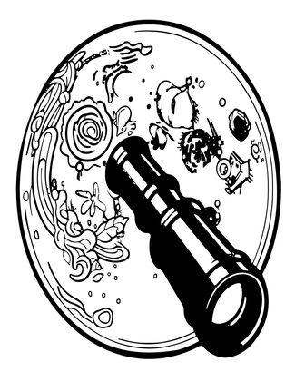Telescope and Moon - Free printable coloring page