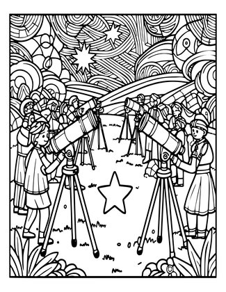 Star Party Scene - Free printable coloring page