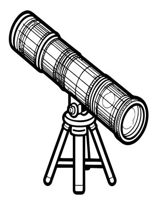 Telescope Blueprint - Free printable coloring page