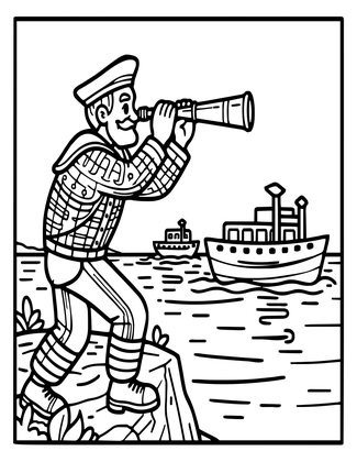 Sailor's Scope - Free printable coloring page