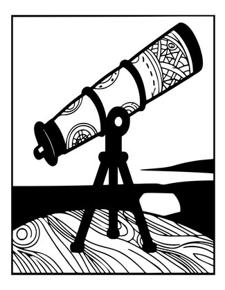 Telescope Sunset - Free printable coloring page