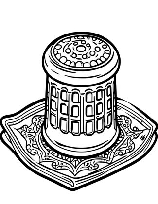 Thimble and Fabric - Free printable coloring page