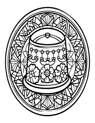 Thimble and Sampler - Free printable coloring page