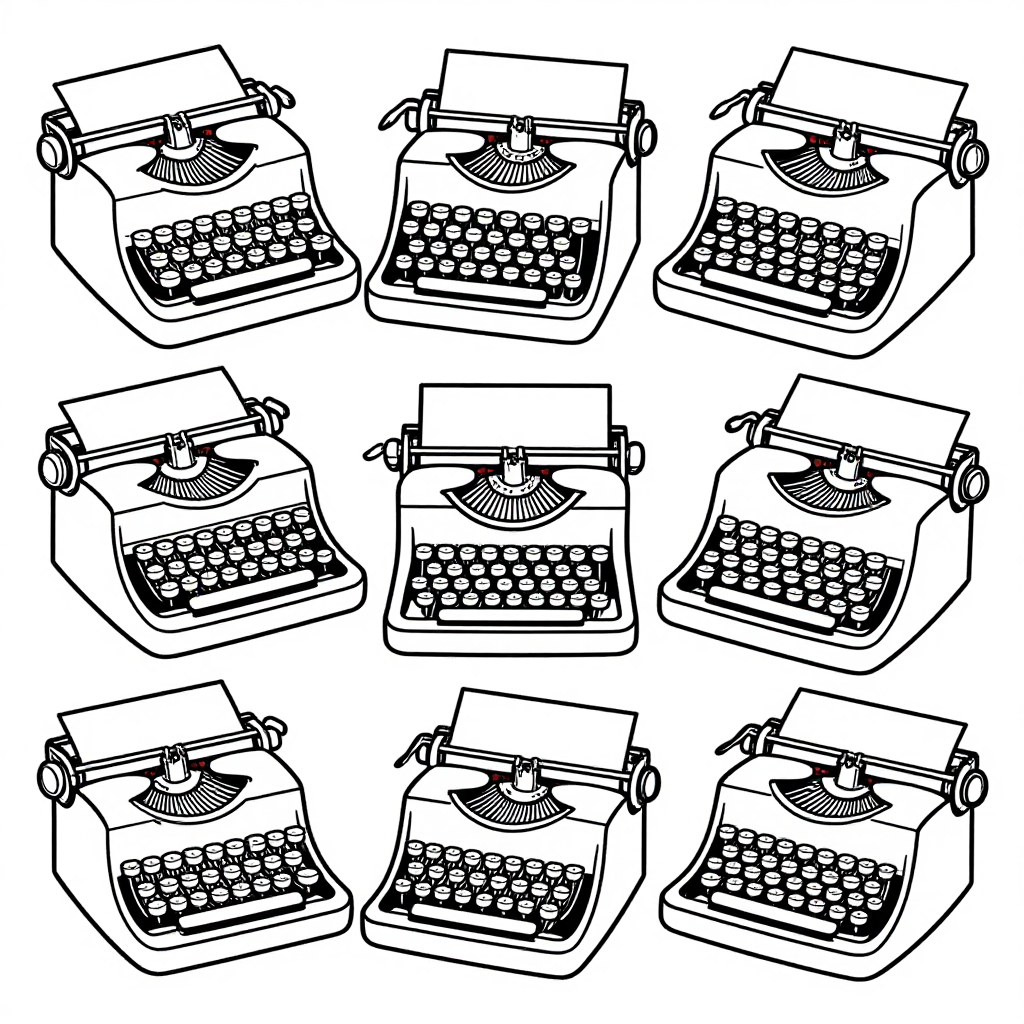Vintage Typewriters coloring pages collection - 30 free printable pages