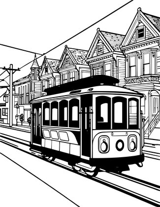 Trolley Car - Free printable coloring page