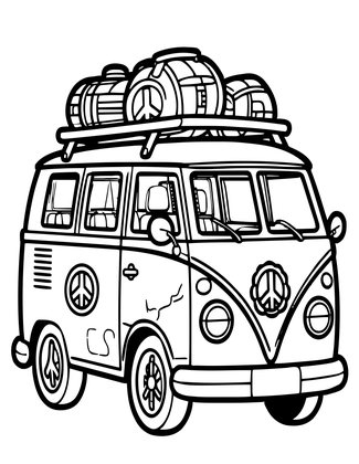 Volkswagen Bus - Free printable coloring page