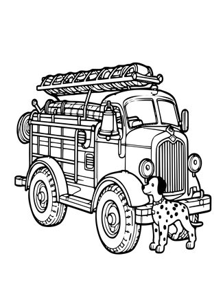 Vintage Fire Truck - Free printable coloring page