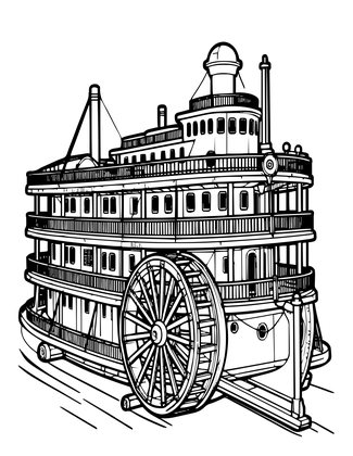 Paddle Steamer - Free printable coloring page