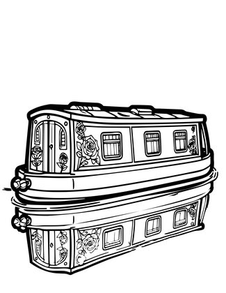 Canal Boat - Free printable coloring page