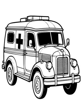 Vintage Ambulance - Free printable coloring page