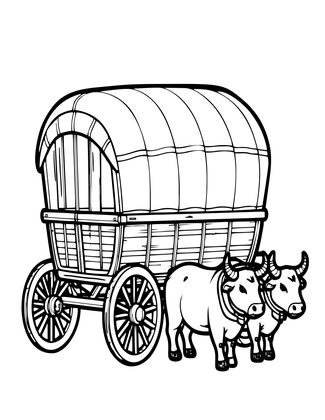 Covered Wagon - Free printable coloring page