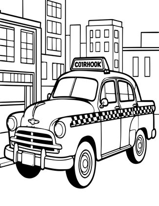 Vintage Taxi - Free printable coloring page