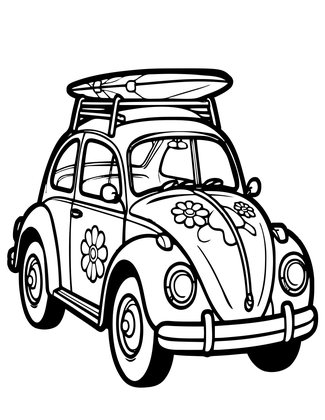 VW Beetle - Free printable coloring page