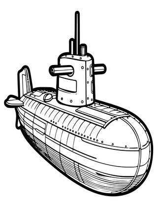 Vintage Submarine - Free printable coloring page