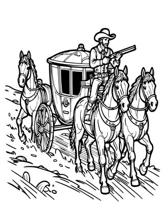 Stagecoach - Free printable coloring page