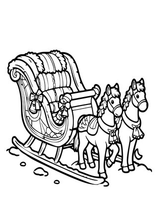 Horse-Drawn Sleigh - Free printable coloring page