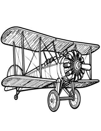 Biplane - Free printable coloring page