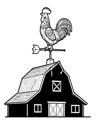 Rooster Weather Vane - Free printable coloring page