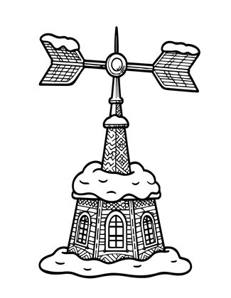 Weather Vane and Snow - Free printable coloring page