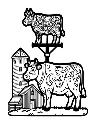 Cow Weather Vane - Free printable coloring page