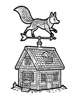 Fox Weather Vane - Free printable coloring page