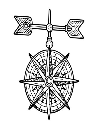 Weather Vane and Compass - Free printable coloring page