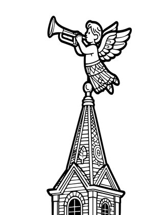 Angel Weather Vane - Free printable coloring page