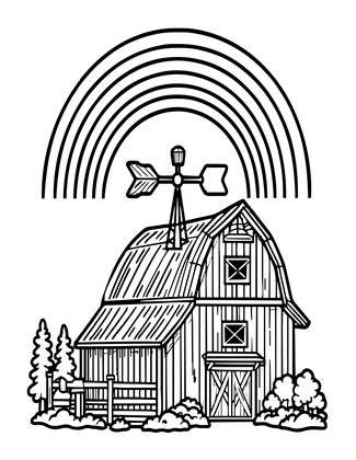 Weather Vane and Rainbow - Free printable coloring page
