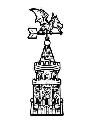 Dragon Weather Vane - Free printable coloring page