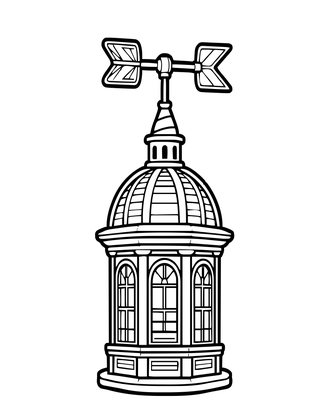 Locomotive Weather Vane - Free printable coloring page