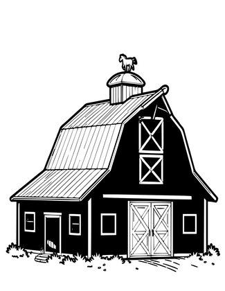 Weather Vane and Barn - Free printable coloring page