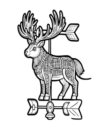 Stag Weather Vane - Free printable coloring page