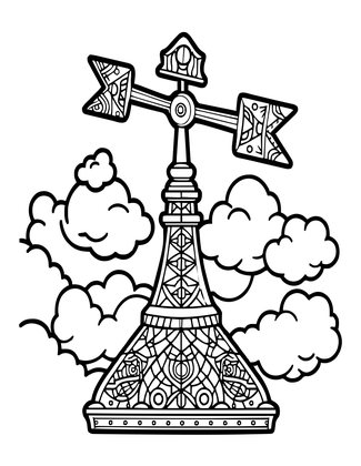 Weather Vane and Clouds - Free printable coloring page
