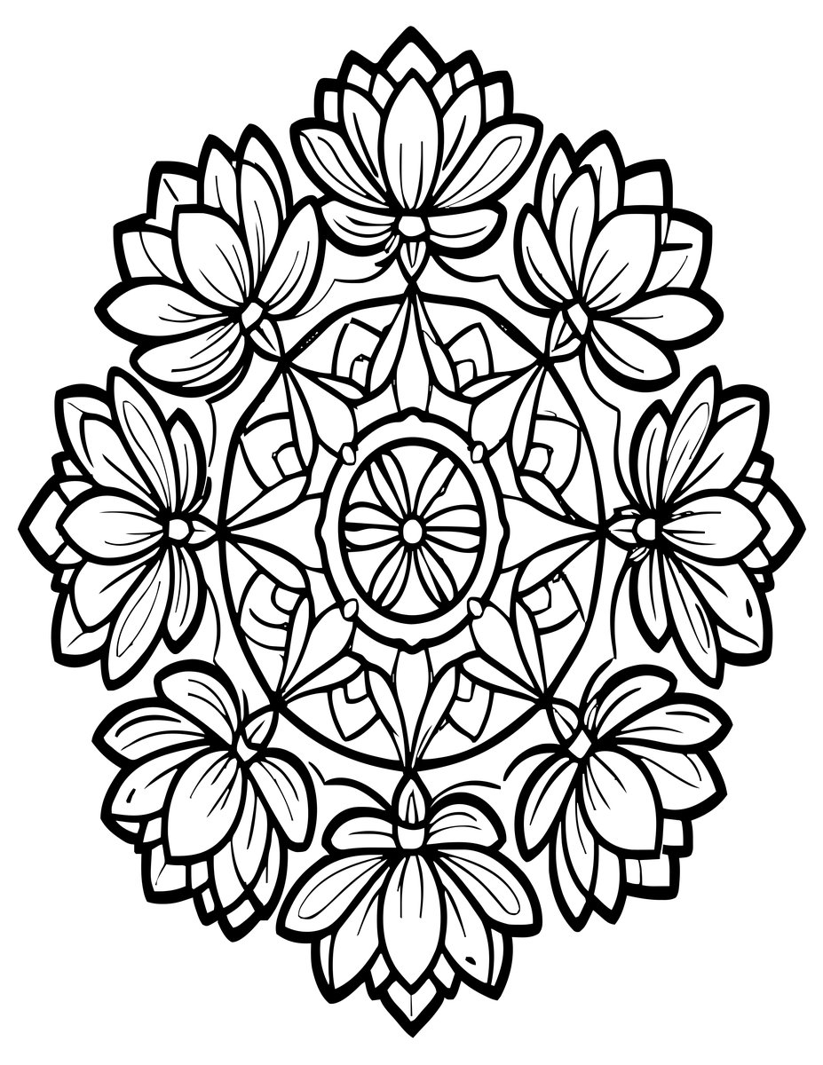 Water Lily Mandala - free printable coloring page